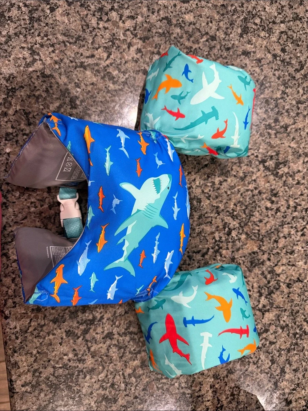 Kids Blue Shark Swim Vest and Arm Bands - Cute Shark Print